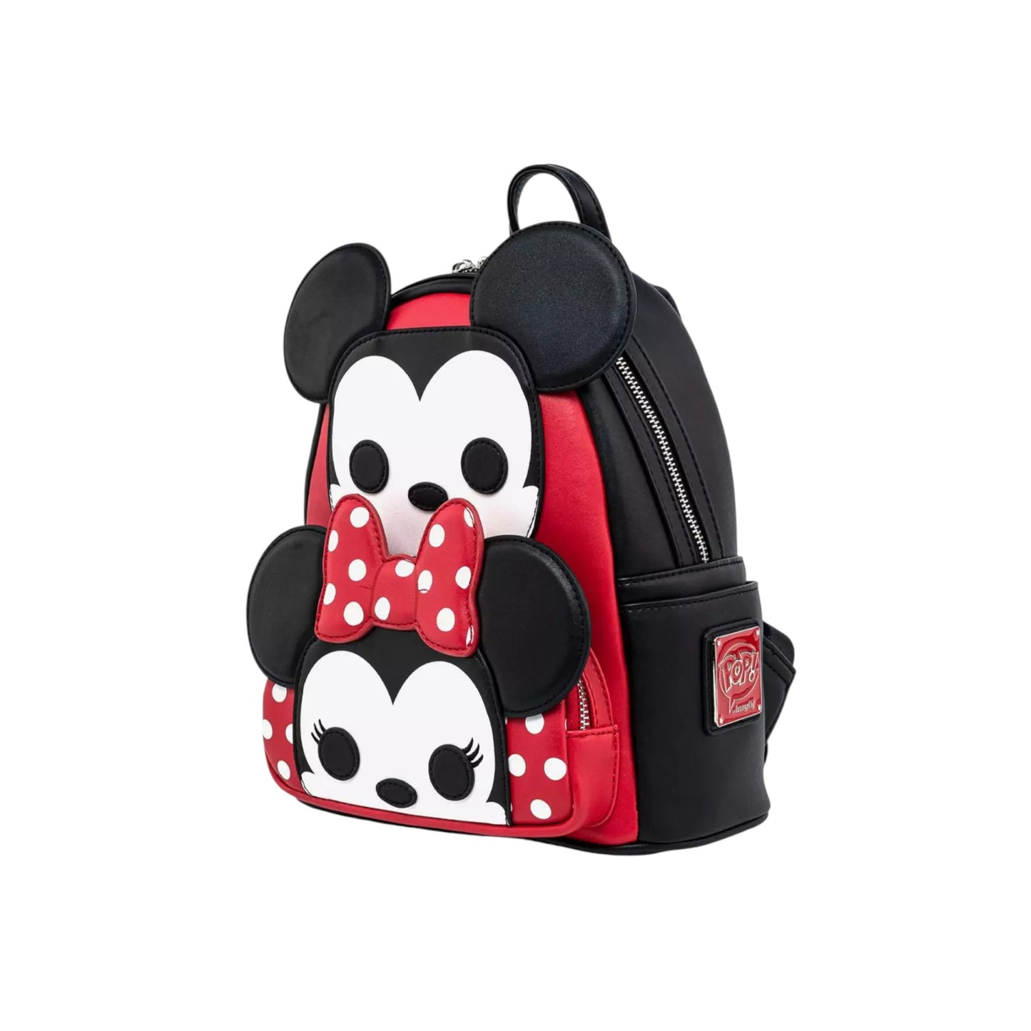 Backpack with Mickey & Minnie Mouse character design on a white background