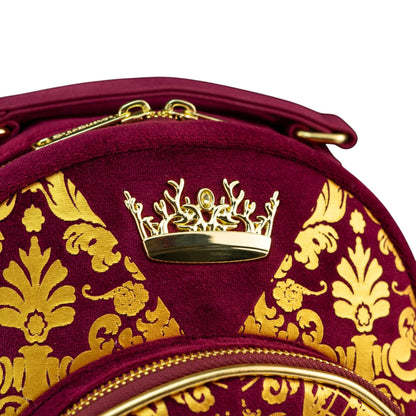 Game of Thrones Joffrey Baratheon Cosplay Mini Backpack with gold crown design and patterns on a white background