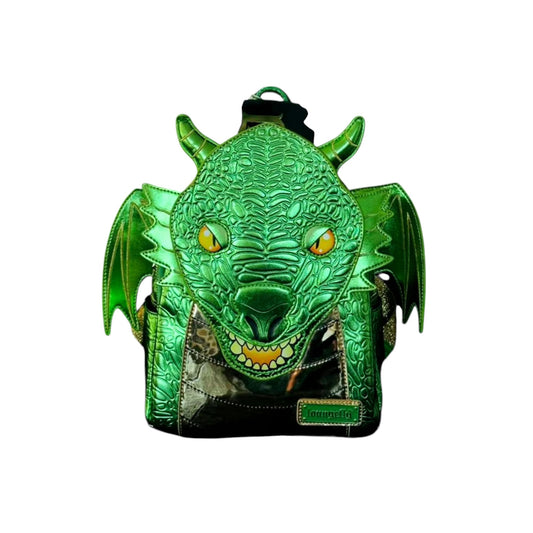 Green dragon-shaped Green Dragon Mini Backpack on a white background