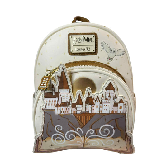Loungefly Harry Potter Spell Book Hogwarts Castle Mini Backpack on a white background