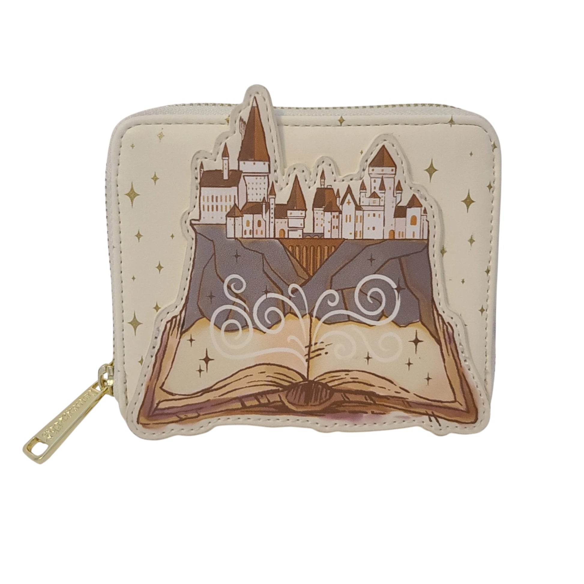 Harry Potter Spell Book Hogwarts Castle Zip Wallet with castle design on a white background