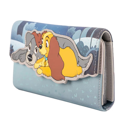 Wallet with Lady and the Tramp  characters on a blue background