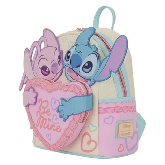 Backpack with Lilo & Stitch Be Mine Vintage Cake character design on a white background