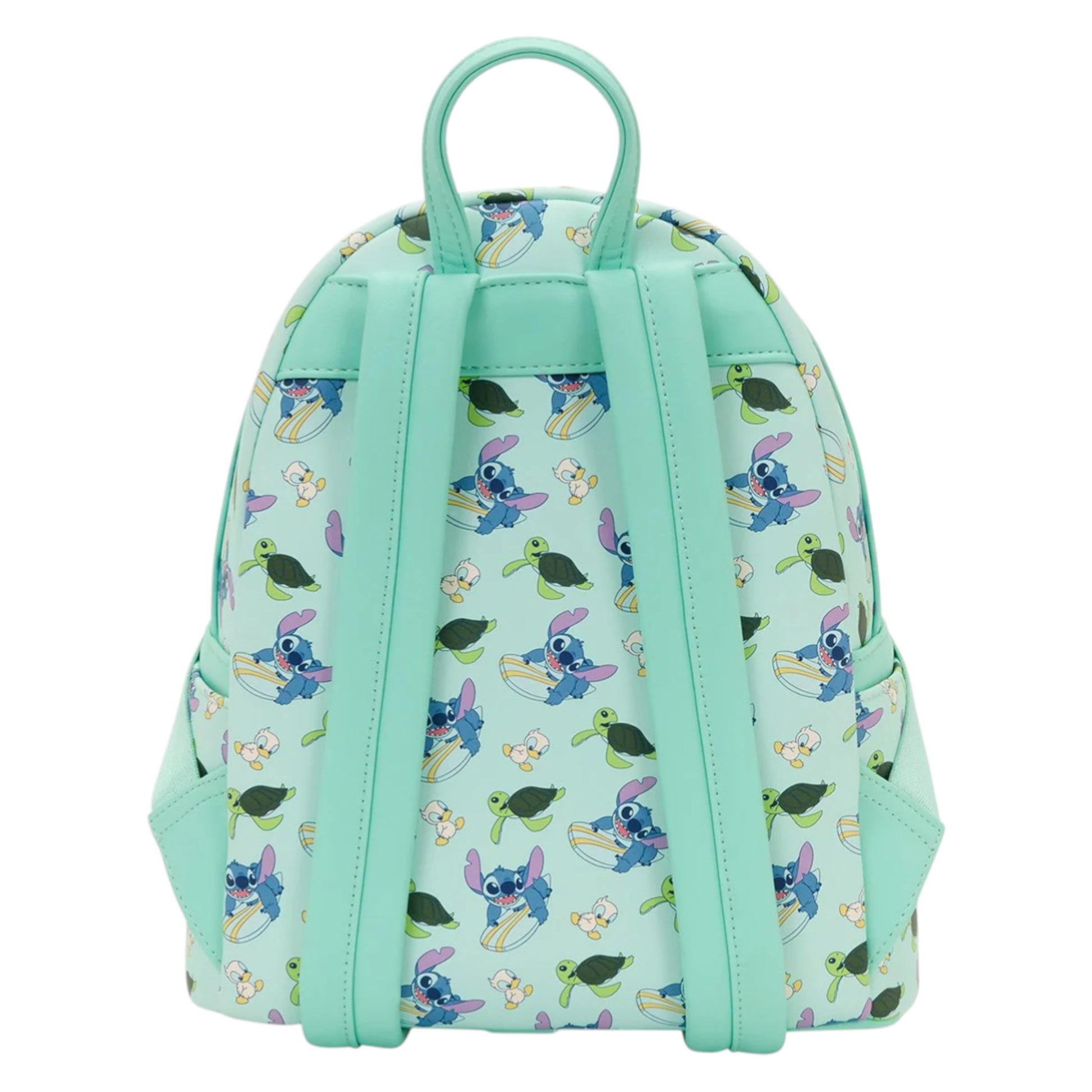 Lilo and Stitch Animal Friends Mini Backpack with Stitch character pattern on a light blue background
