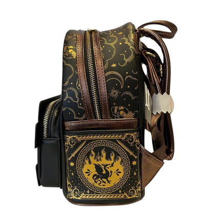 Literature Fantasy Books bag with celestial design and gold accents on a white background