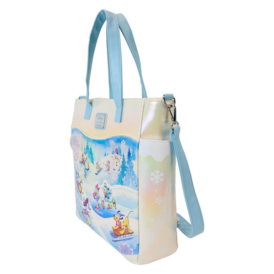 Tote bag with Disney Mickey & Friends Winter Wonderland character design on a white background