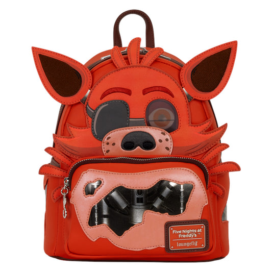 Red Five Nights At Freddy's Foxy backpack with a visible brand logo on a white background
