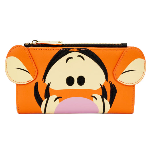 Loungefly Disney Winnie the Pooh Tigger Cosplay Flap Wallet with Tigger's face on a white background