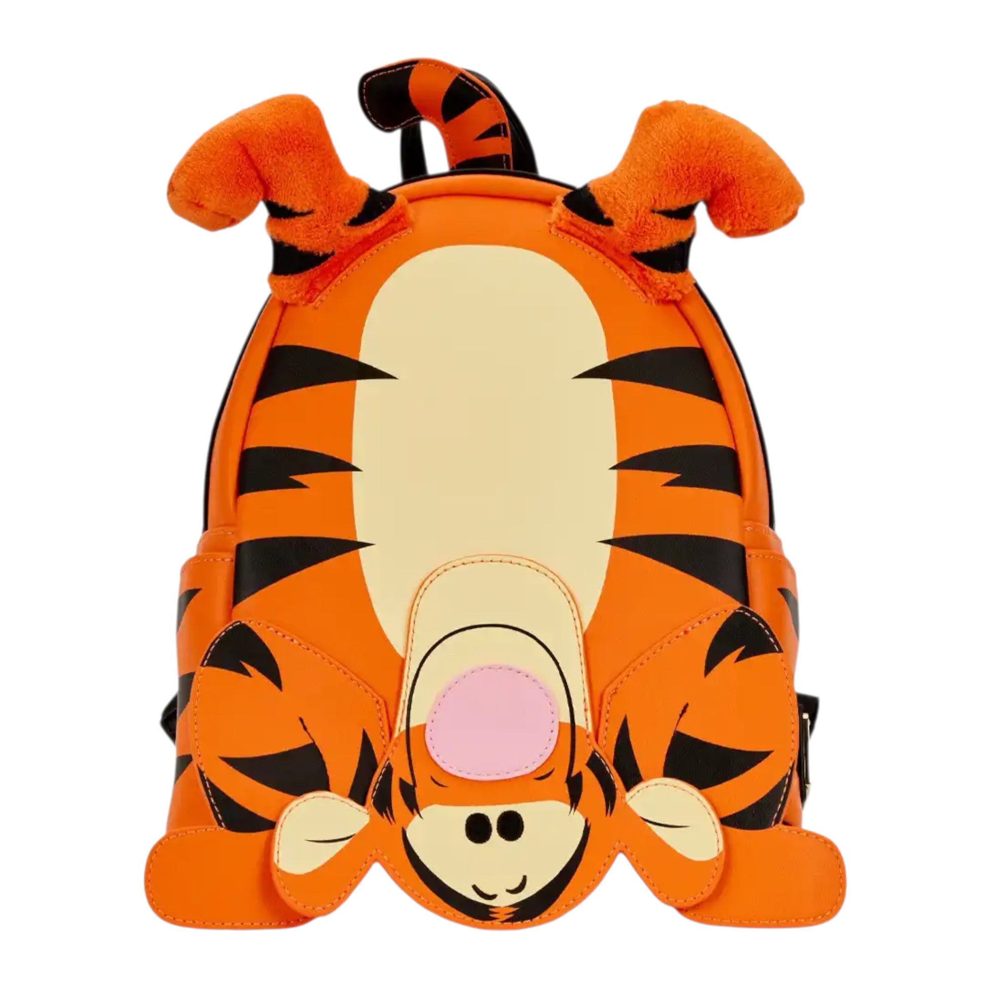 Loungefly Disney Winnie the Pooh Tigger Cosplay Mini Backpack in Upside down pose on a white background