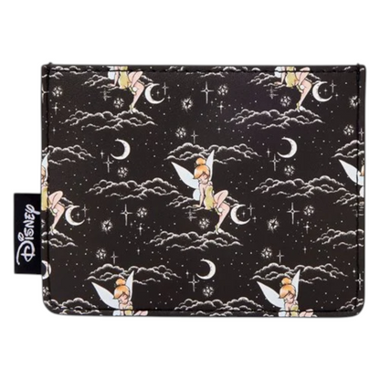 Loungefly Peter Pan Tinker Bell Night Sky Card Holder with Tinker Bell character pattern on a black background, featuring Disney logo.