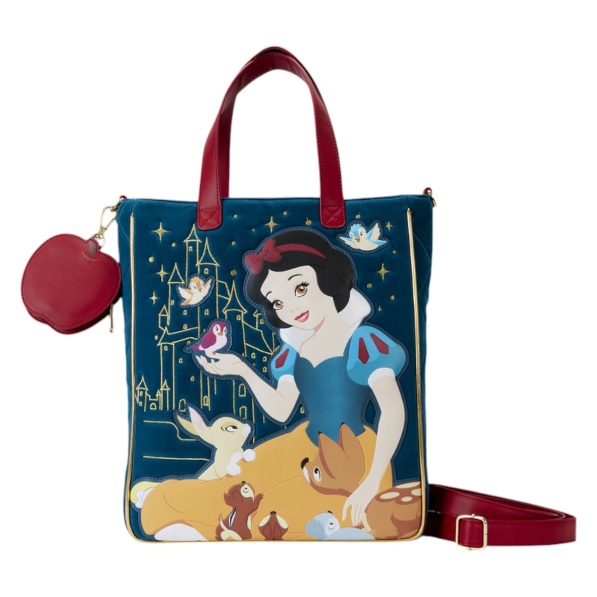 Loungefly Vault Snow White Classic Apple Quilted Velvet Tote Bag With Coin Bag