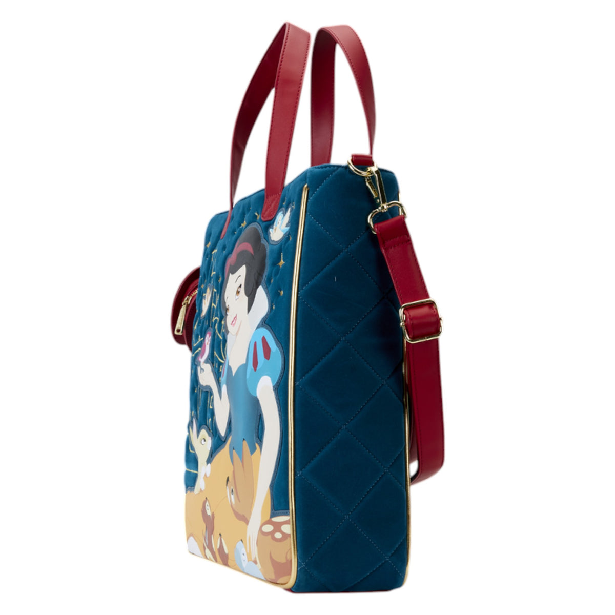 Loungefly Vault Snow White Classic Apple Quilted Velvet Tote Bag With Coin Bag