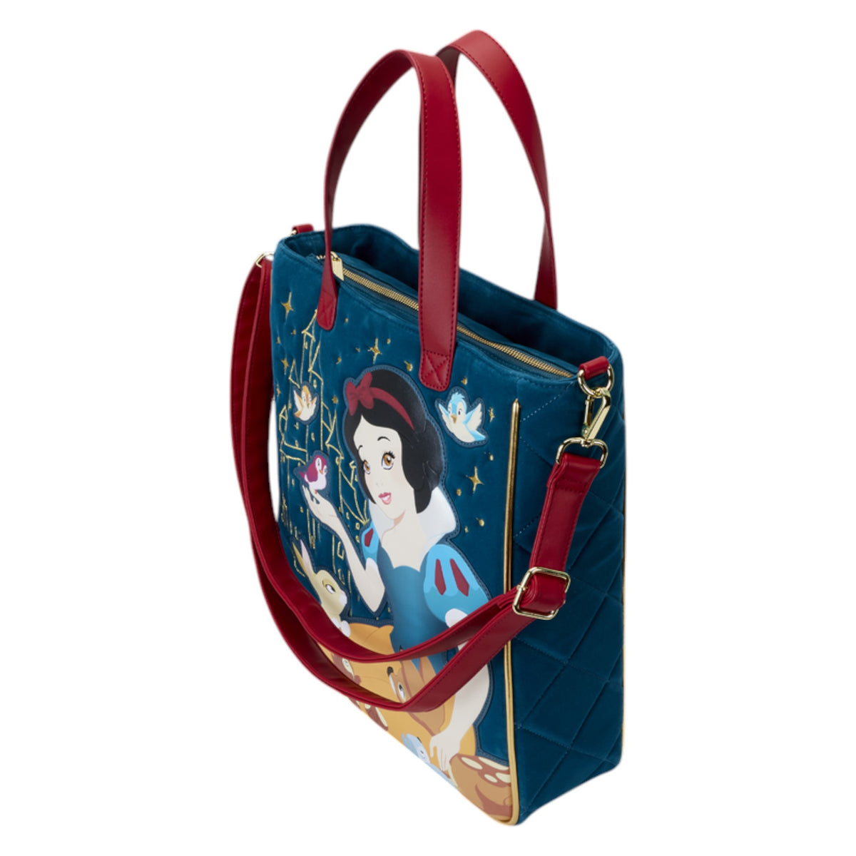 Loungefly Vault Snow White Classic Apple Quilted Velvet Tote Bag With Coin Bag
