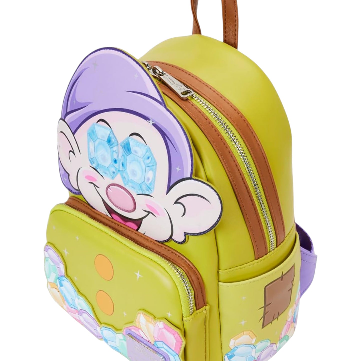 Colorful backpack with Diamond Dopey character face on a white background
