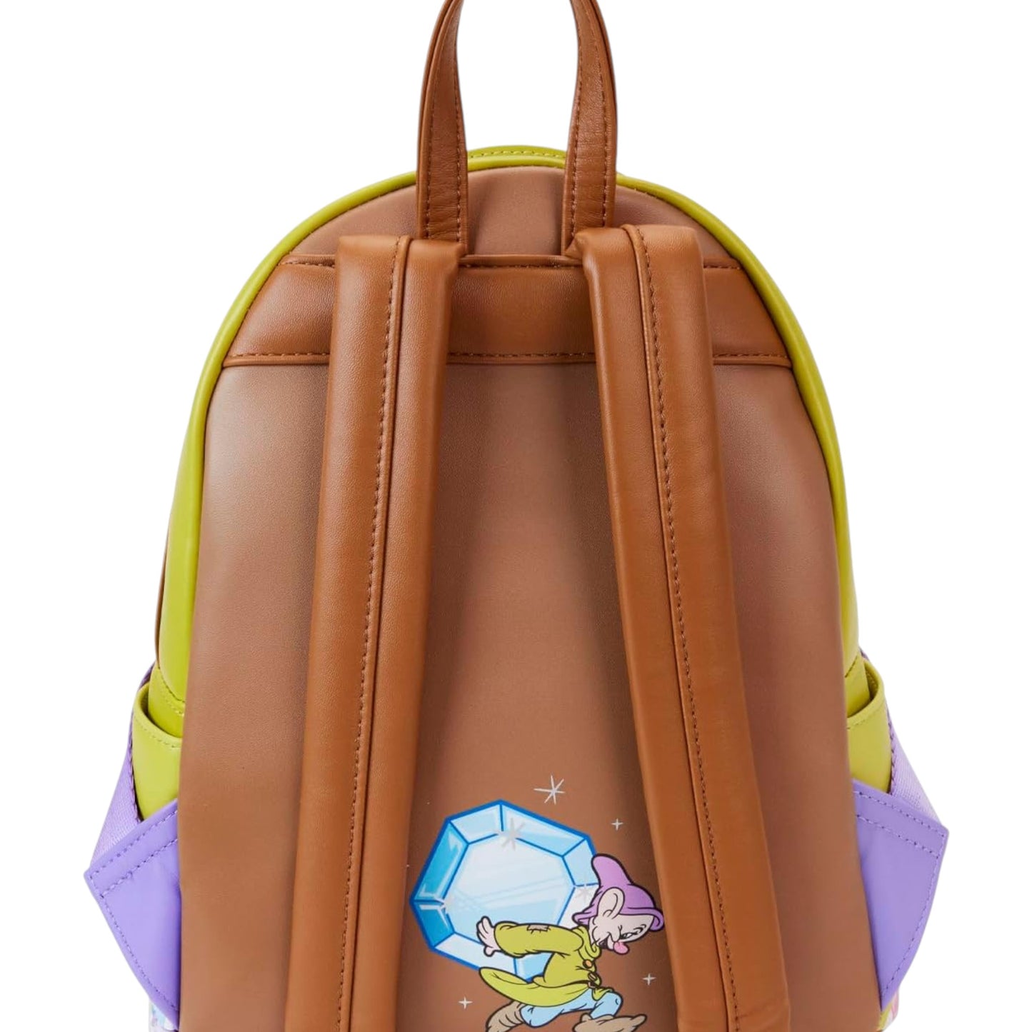 Backpack with Dopey carrying a diamond character design on a white background