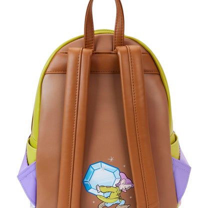 Backpack with Dopey carrying a diamond character design on a white background