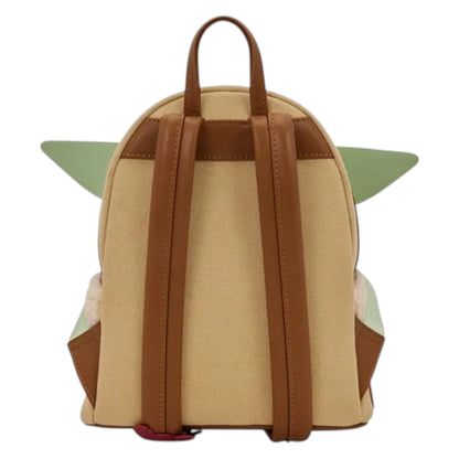 Back of Loungefly Star Wars The Mandalorian Grogu and Anzellan Mini Backpack