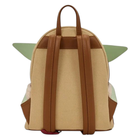 Back of Loungefly Star Wars The Mandalorian Grogu and Anzellan Mini Backpack