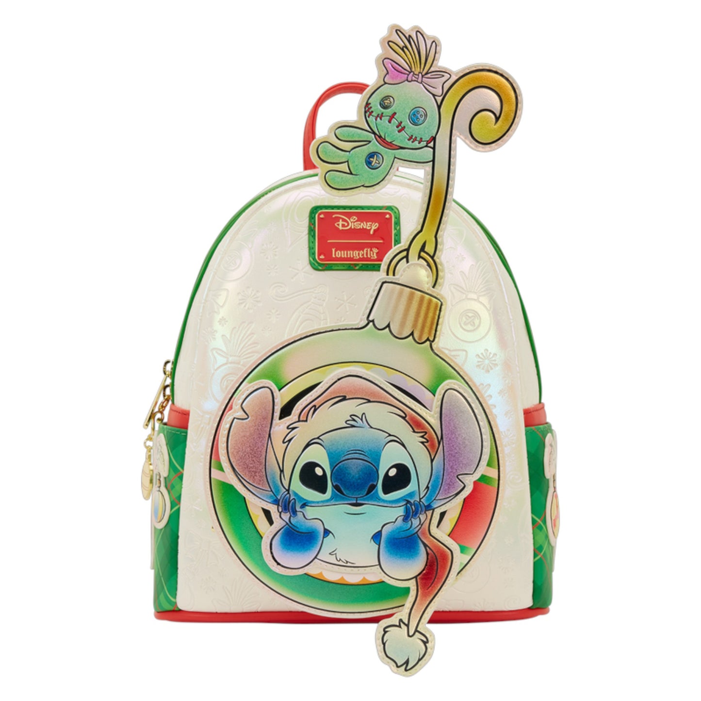Loungefly Stitch & Scrump Iridescent Holiday Ornament Mini Backpack
