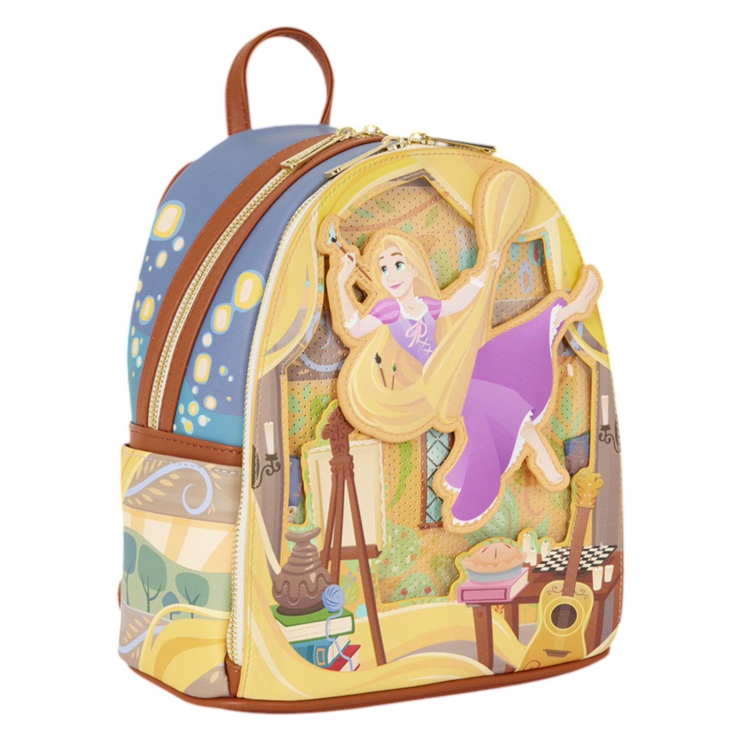 Loungefly New Tangled Rapunzel Glow Pin Trader Mini Backpack