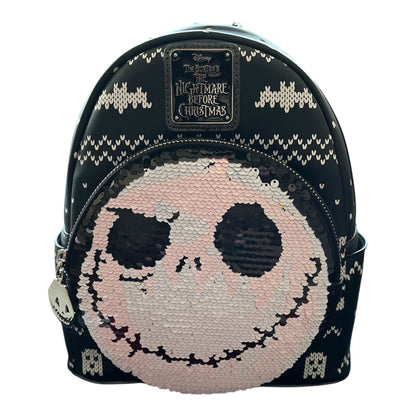 Backpack with Flip Sequin Jack white face design on a white background