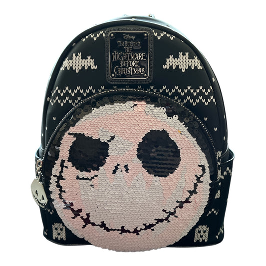Backpack with Flip Sequin Jack white face design on a white background