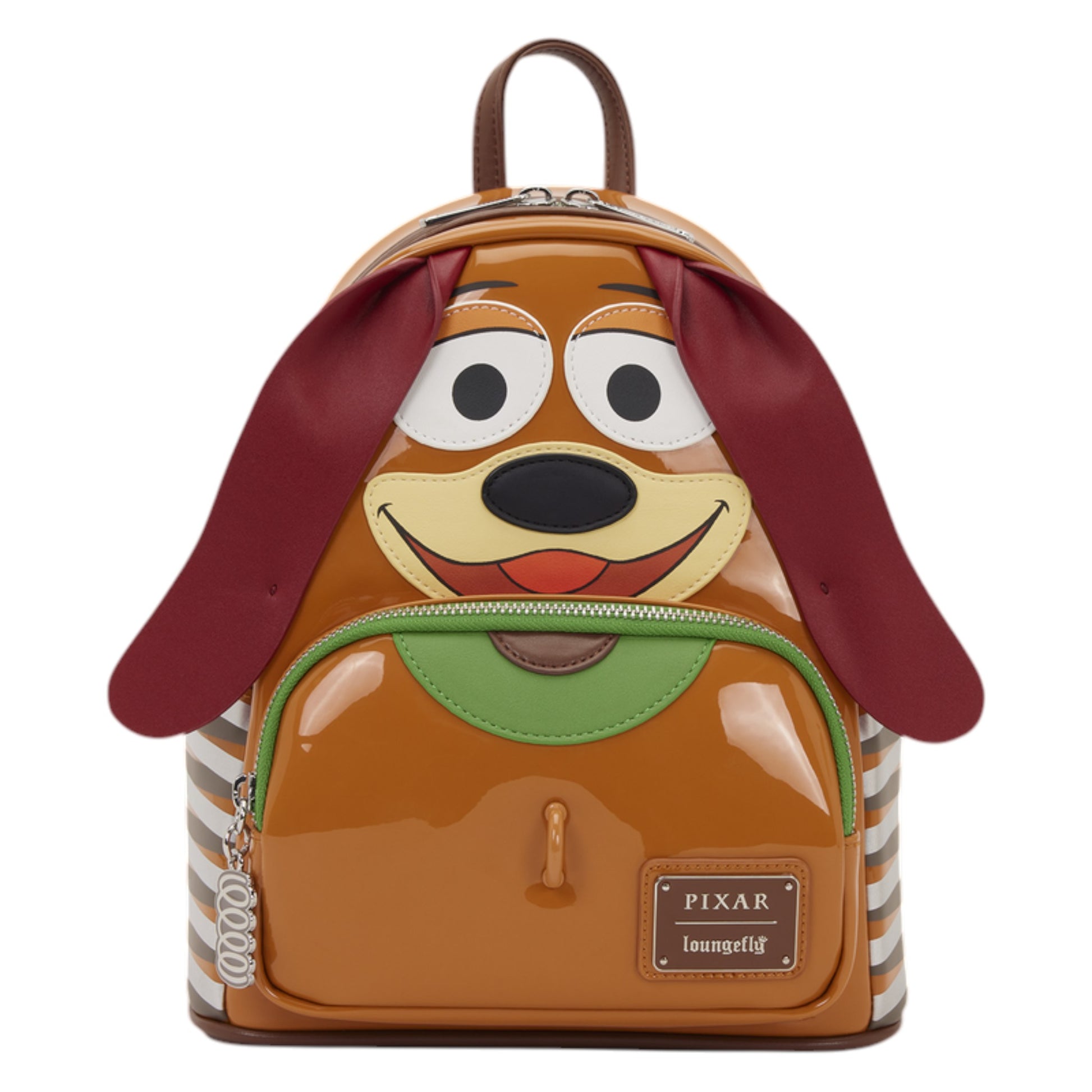 Loungefly Toy Story Slinky Dog Cosplay Mini Backpack with Slinky Dog character face and ears on a white background