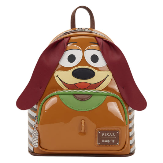 Loungefly Toy Story Slinky Dog Cosplay Mini Backpack with Slinky Dog character face and ears on a white background