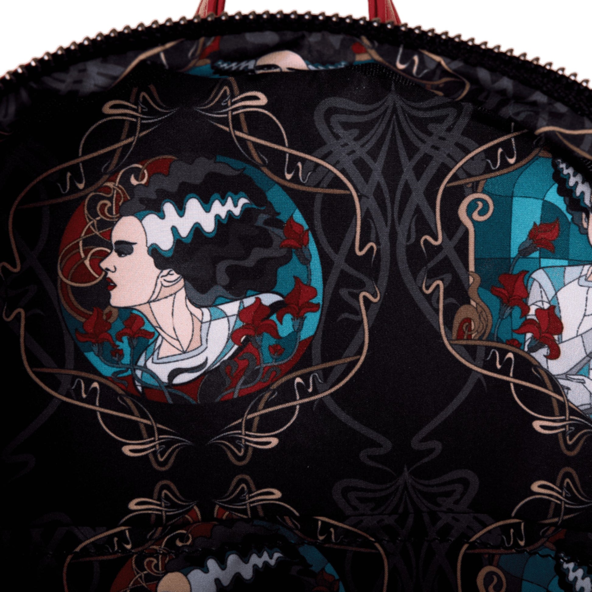 Decorative bag with The Bride Of Frankenstein design and stained glass window.
