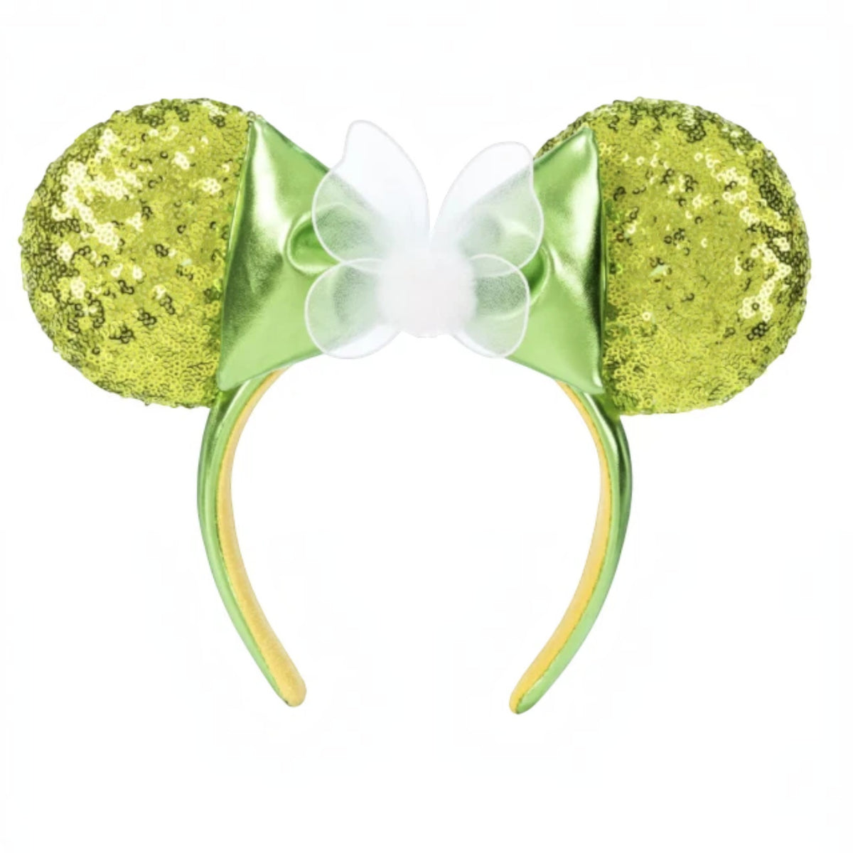 Loungefly Vault Disney Parks Minnie Mouse Sequin Tinkerbell Green Backpack & Ears Set