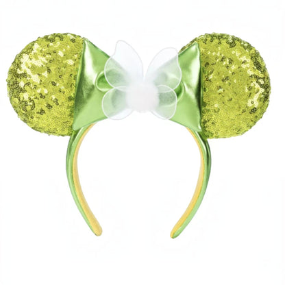 Loungefly Vault Disney Parks Minnie Mouse Sequin Tinkerbell Green Backpack & Ears Set