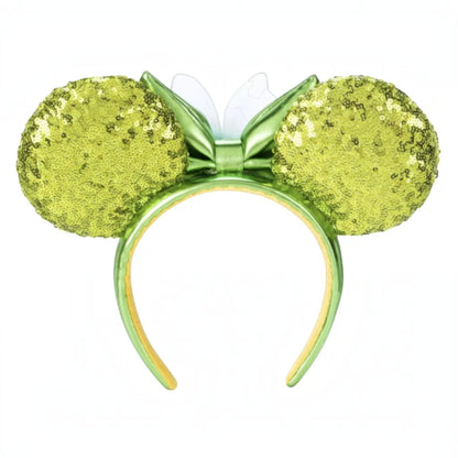 Loungefly Vault Disney Parks Minnie Mouse Sequin Tinkerbell Green Backpack & Ears Set