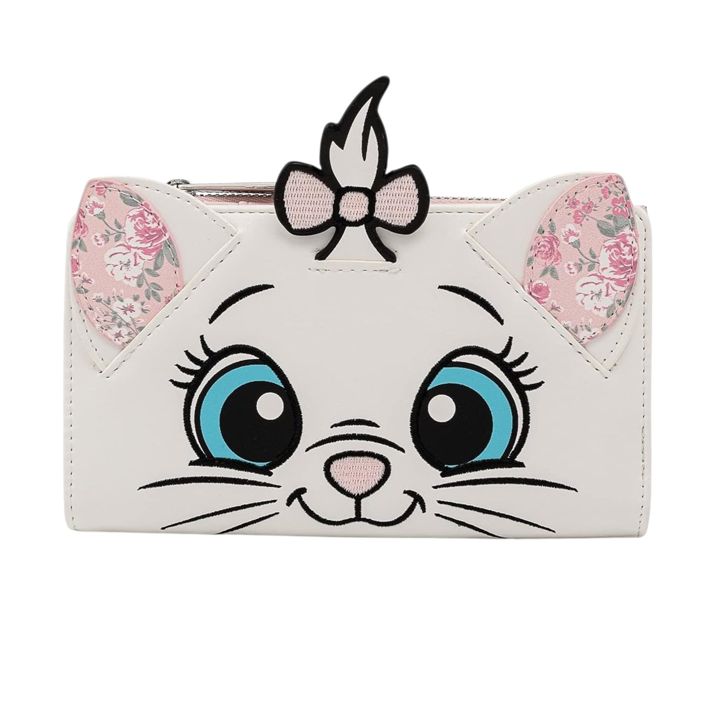 Loungefly Disney Aristocats Marie Floral Footsy Wallet with Marie character face on a white background