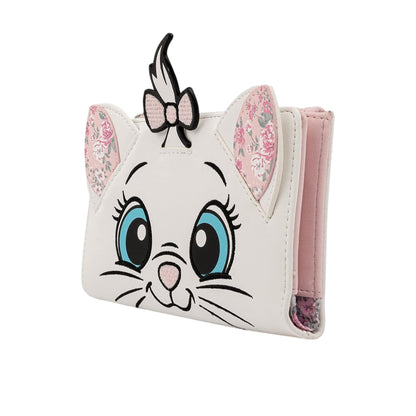 Loungefly Disney Aristocats Marie Floral Footsy Wallet with Marie character face  on a white background