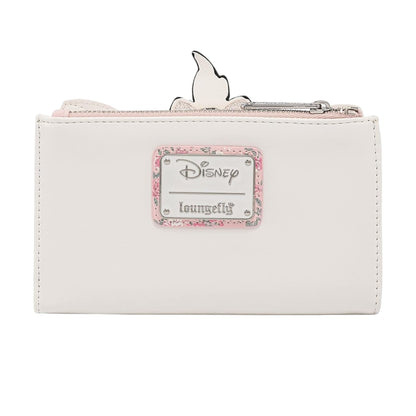 Back of Loungefly Disney Aristocats Marie Floral Footsy Wallet with Disney Loungefly Logo on a white background