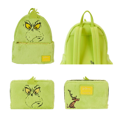 Loungefly New Dr Seuss Plush Grinch Light Up Cosplay Mini Backpack & Wallet Set