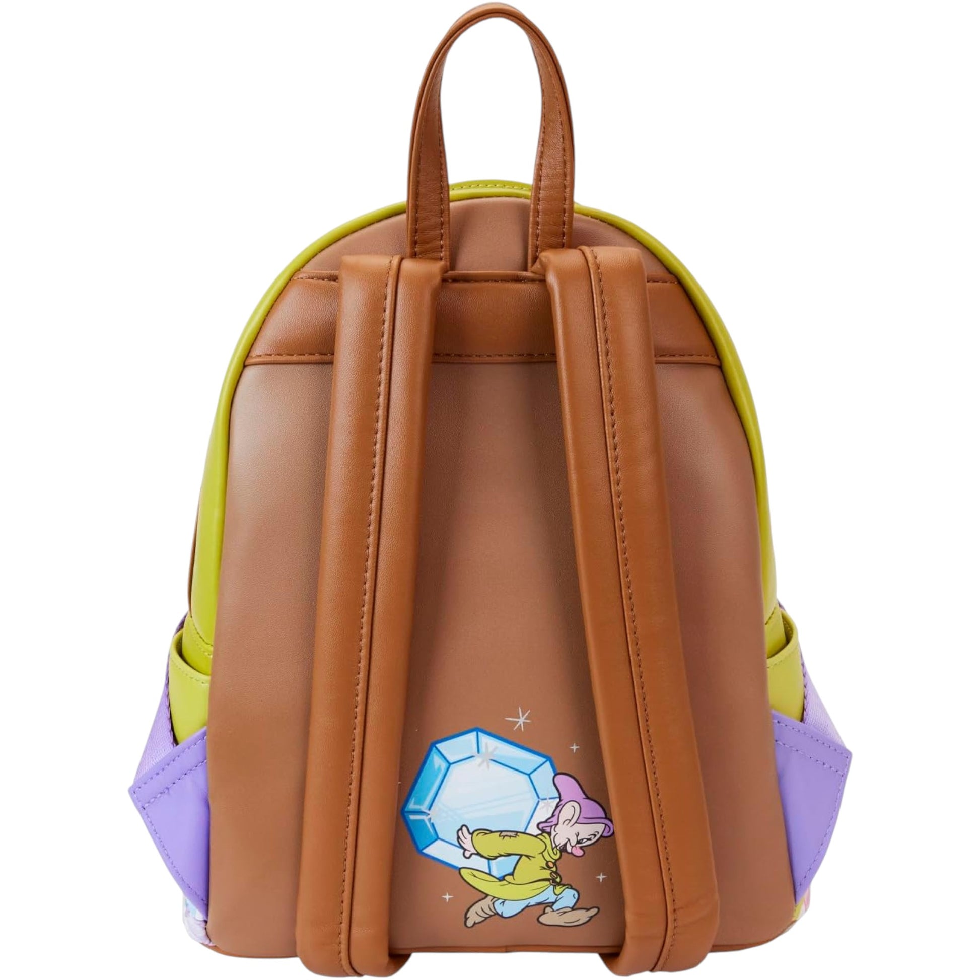 Backpack with Dopey character design carrying a diamond on his back on a white background