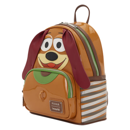 Loungefly Toy Story Slinky Dog Cosplay Mini Backpack with Slinky Dog character face and ears on a white background