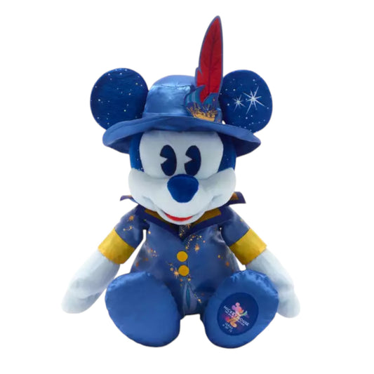Mickey Mouse: The Main Attraction Peter Pan's Flight Plush in a blue outfit with a red feather on a white background
