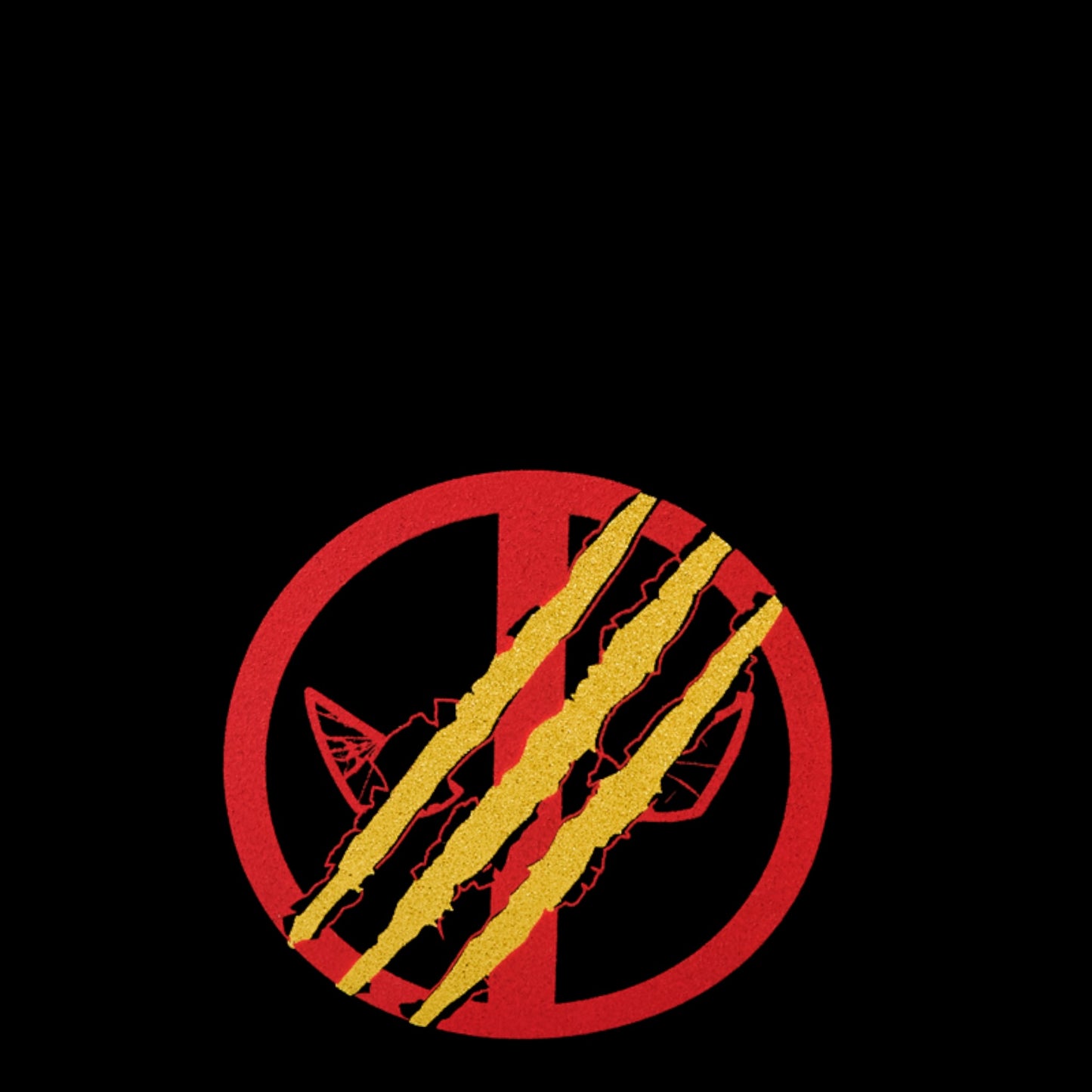 Red circle with a diagonal scratch marks through it, featuring yellow claw marks on a black background