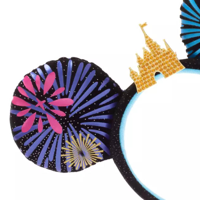 Mickey Mouse fireworks headband with colorful design and crown-like accessory on a white background