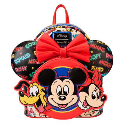Mickey and Friends Classic Ear Holder Mini Backpack Combo with mickey and Friends characters and colorful design on a white background
