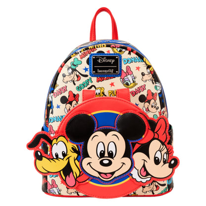 Mickey and Friends Classic Ear Holder Mini Backpack Combo with mickey and Friends characters and colorful design on a white background
