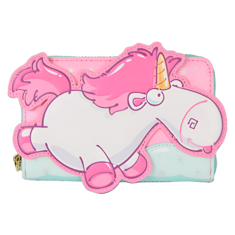 loungefly minions fluffy unicorn rainbow glitter zip