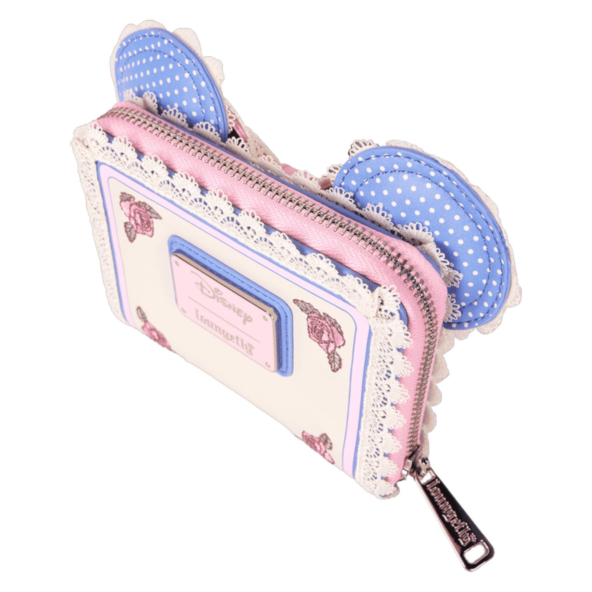Minnie Floral and Lace Ears wallet with decorative elements on a white background