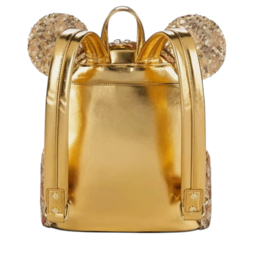 Loungefly Disney Parks Minnie Mouse Gold Sequin Mini Backpack