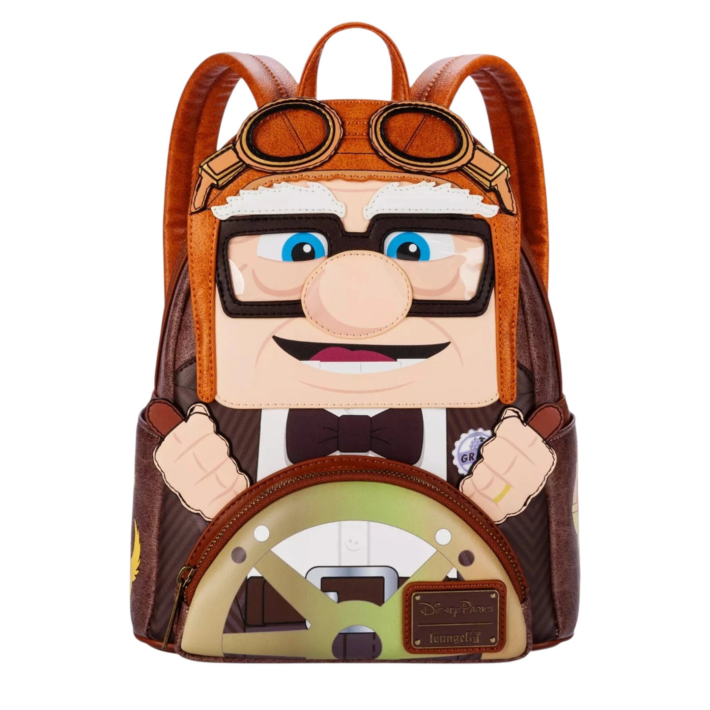 Backpack with Up Carl Fredricksen character design on a white background