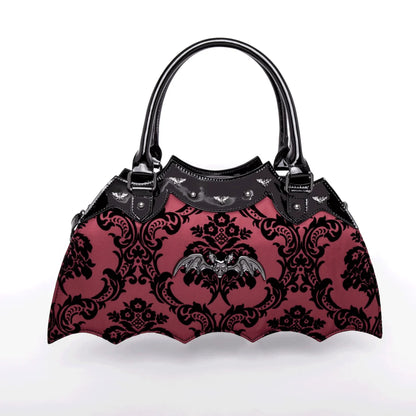 Rock Rebel Damask Bat Handbag In Red