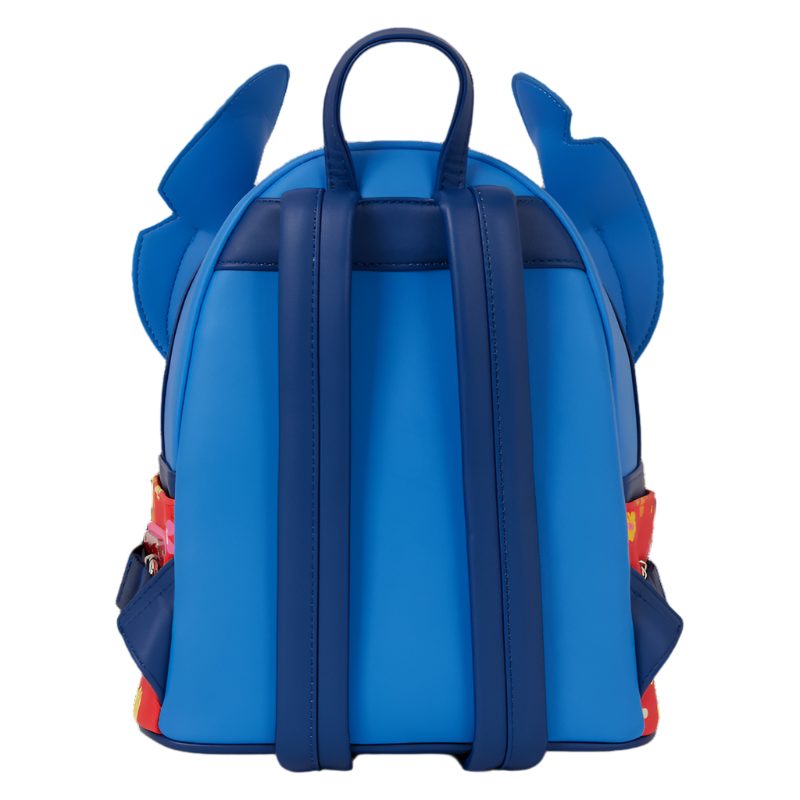 Blue backpack with Stitch ears on a white background