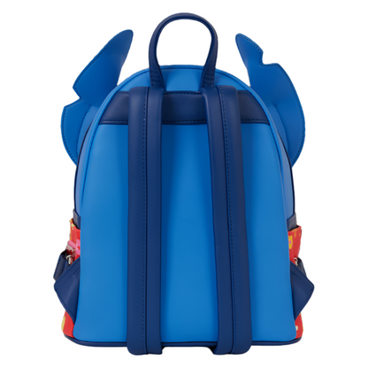Blue backpack with Stitch ears on a white background